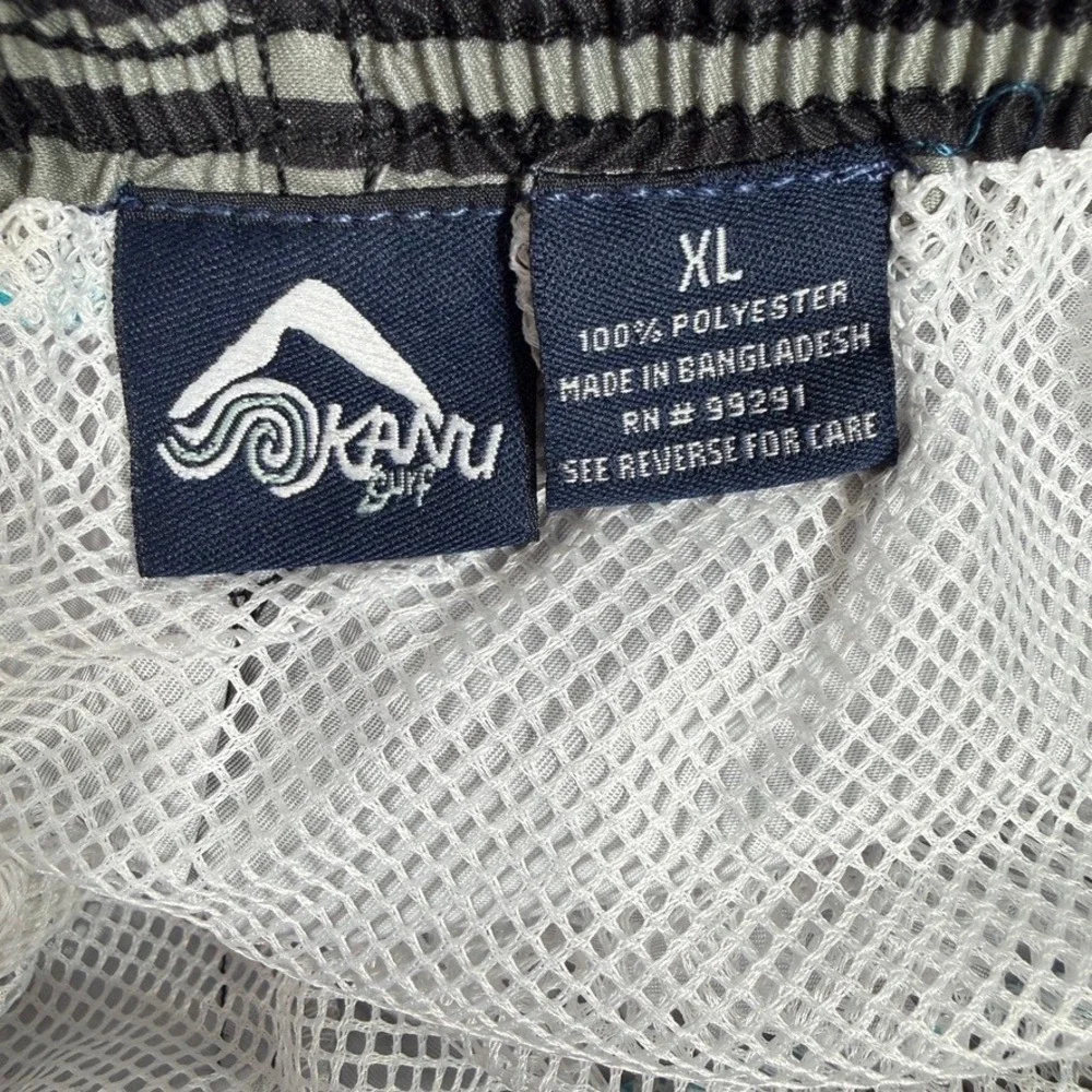 Kanu Surf Avalon Men's Swim Trunks Black Aqua Stripe XL NWT UPF 50+